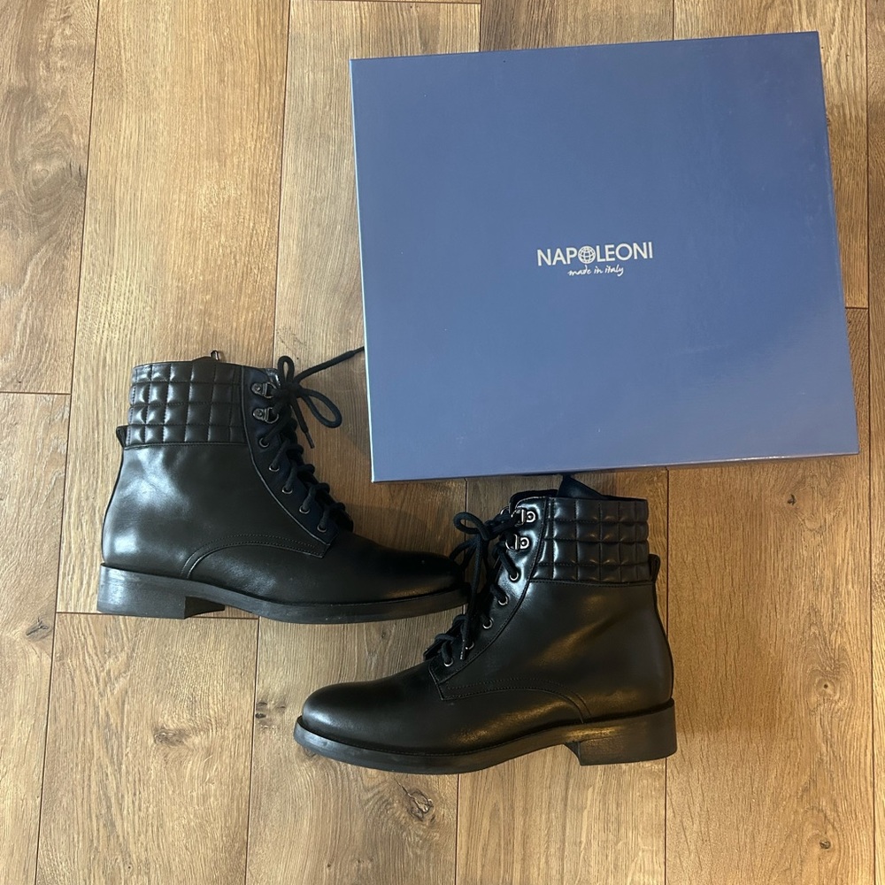 Black Leather Combat boots